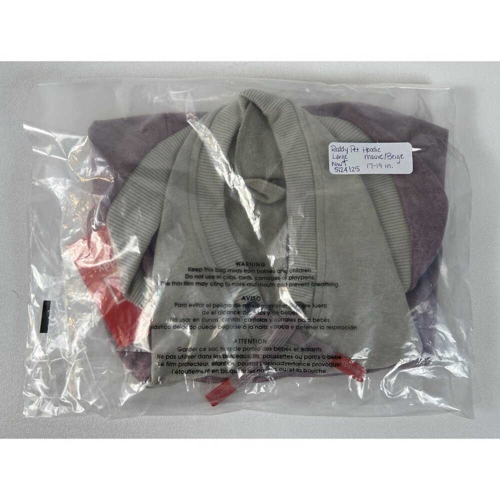 Reddy Dog Hoodie Large Mauve/Beige Pocket 17-19” - Picture 10 of 10